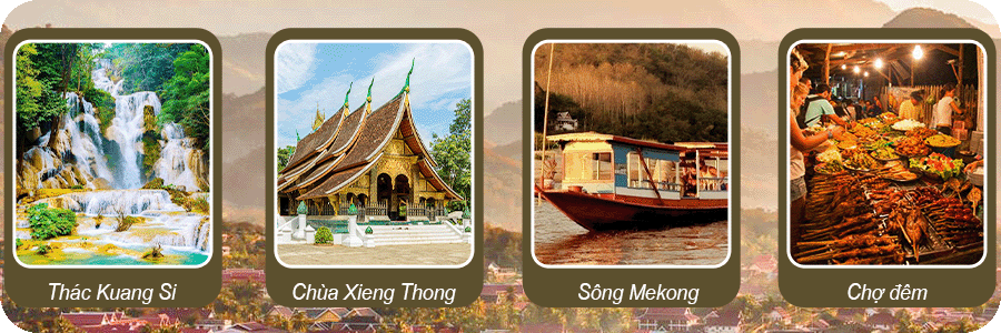 Thác Kuang Si - Chùa Xieng Thong - Đi thuyền trên sông Mekong - Chợ đêm