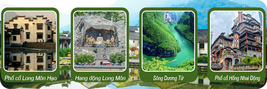 Phố cổ Long Môn Hạo - Hang động Long Môn - Sông Dương Tử - Phổ cổ Hồng Nhai Động